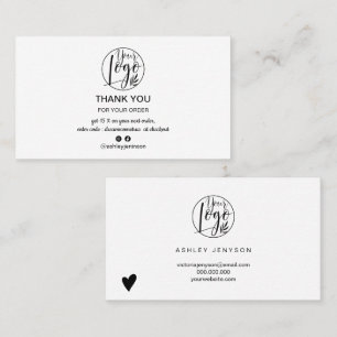 Eenvoudige zwarte witte minimalistische logo dank  visitekaartje