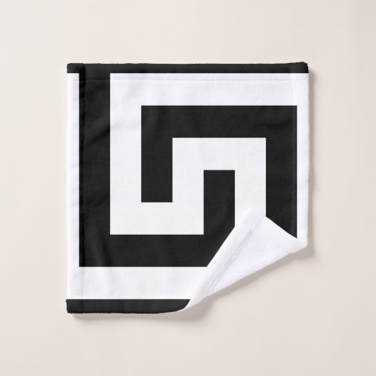 Eenvoudige zwarte witte moderne Griekse sleutel Bad Handdoek (Wasdoekje)