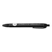 Eenvoudige Zwarte Witte Monogram Aangepaste Naam Inkt Pen (Bodem)