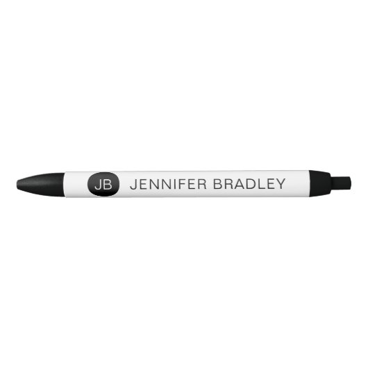 Eenvoudige Zwarte Witte Monogram Aangepaste Naam Inkt Pen (Voorkant)