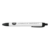 Eenvoudige Zwarte Witte Monogram Aangepaste Naam Inkt Pen (Bodem)