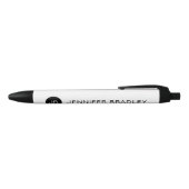 Eenvoudige Zwarte Witte Monogram Aangepaste Naam Inkt Pen (Bovenkant)