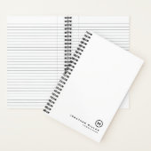 Eenvoudige zwarte witte monogram notitieboek (Binnen)