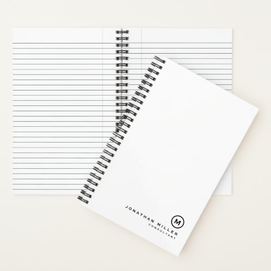 Eenvoudige zwarte witte monogram notitieboek (Binnen)