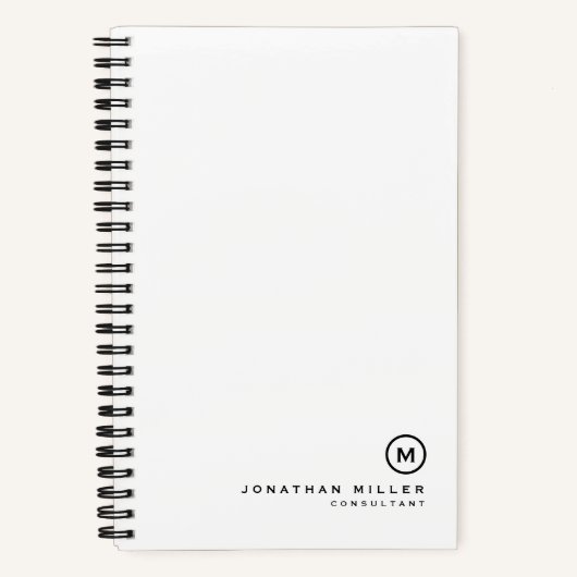 Eenvoudige zwarte witte monogram notitieboek (Voorkant)