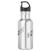 Eenvoudige zwarte witte Muzieknoten Aangepaste naa Waterfles (Achterkant)