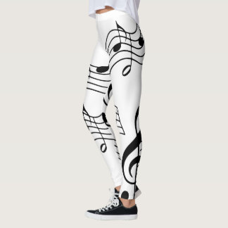 Eenvoudige zwarte witte Muzieknoten aanpassen Leggings