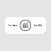 Eenvoudige Zwarte & Witte Naam & Logo Professionee Naamplaatje (Voorkant)