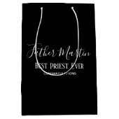 Eenvoudige Zwarte Witte PRIESTER PASTOR GELEERDENG Medium Cadeauzakje (Voorkant)