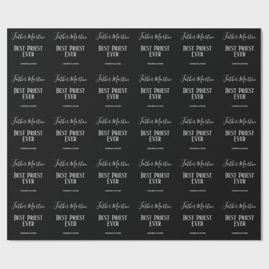 Eenvoudige Zwarte Witte PRIESTER PASTOR GELEIDELIJ Cadeaupapier (Vlak)