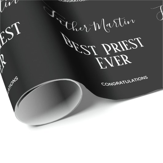 Eenvoudige Zwarte Witte PRIESTER PASTOR GELEIDELIJ Cadeaupapier (Rol Hoek)