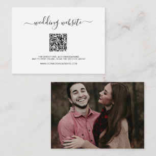 Eenvoudige zwarte witte QR-code Fotowebsite Weduws Informatiekaartje