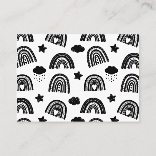 Eenvoudige zwarte witte regenboog, dunne Raffle Informatiekaartje (Achterkant)