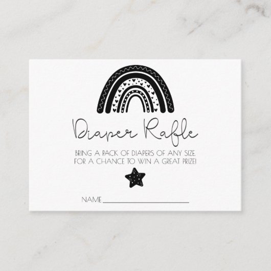 Eenvoudige zwarte witte regenboog, dunne Raffle Informatiekaartje (Voorkant)
