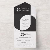 Eenvoudige Zwarte Witte Retro All In One Uitnodiging (Binnen)