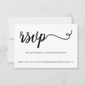 Eenvoudige zwarte witte RSVP-e-mail Gereserveerde  RSVP Kaartje (Voorkant)