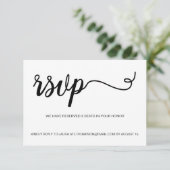 Eenvoudige zwarte witte RSVP-e-mail Gereserveerde  RSVP Kaartje (Staand voorkant)