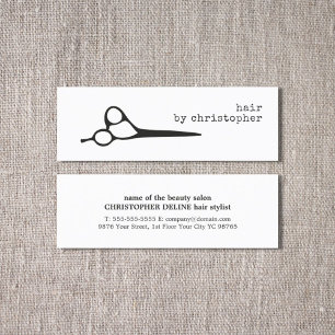 Eenvoudige zwarte witte schaarser Hair Stylist Mini Visitekaartje