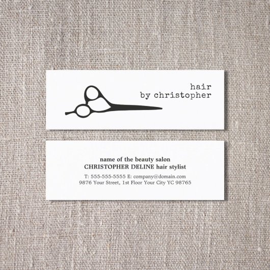 Eenvoudige zwarte witte schaarser Hair Stylist Mini Visitekaartje