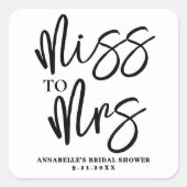 Eenvoudige Zwarte Witte Script Bruidsdouche Vierkante Sticker (Voorkant)