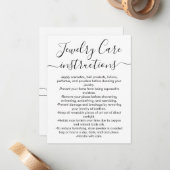 Eenvoudige Zwarte Witte Script Sieraden Verzorging Notitiekaartje (Voorkant / Achterkant in situ)