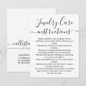Eenvoudige Zwarte Witte Script Sieraden Verzorging Notitiekaartje (Voorkant / Achterkant)