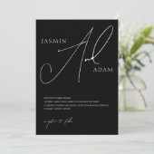 Eenvoudige Zwarte Witte Script Typografie Trouwfee Kaart (Staand voorkant)