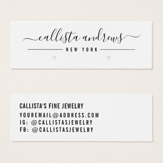 Eenvoudige zwarte witte-Script Veroorbare weergave Mini Visitekaartjes (Voorkant /achterkant)