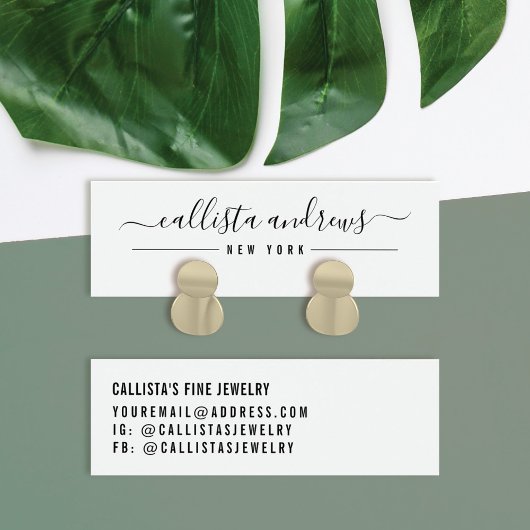 Eenvoudige zwarte witte-Script Veroorbare weergave Mini Visitekaartjes