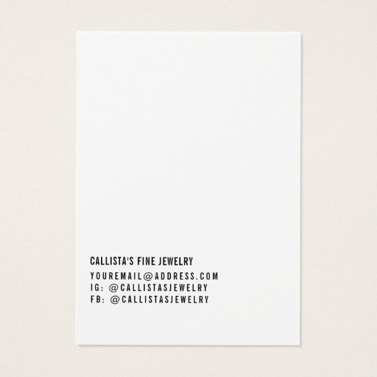 Eenvoudige zwarte witte-Script Veroorbare weergave Visitekaartje (Achterkant)