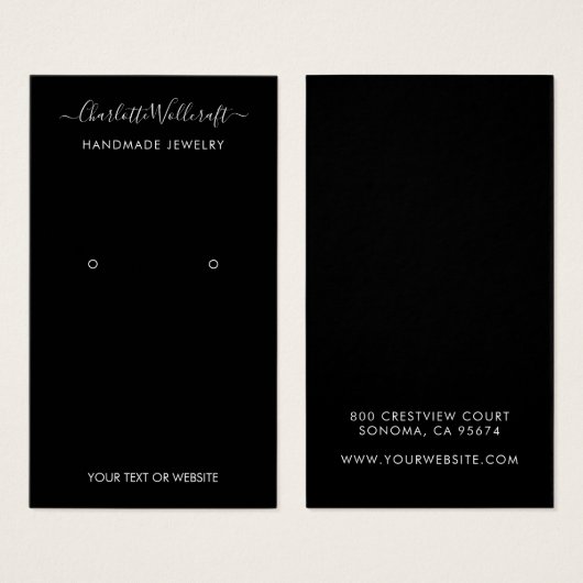 Eenvoudige zwarte witte-Script Veroorbare weergave Visitekaartje (Voorkant /achterkant)