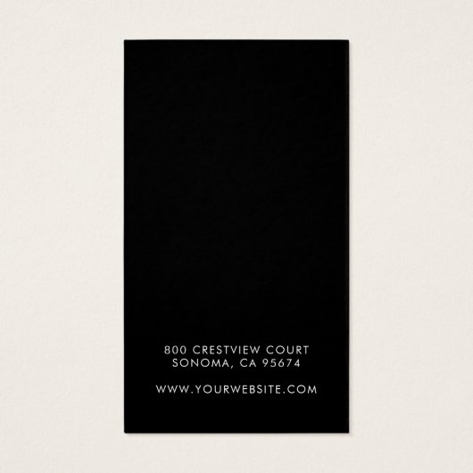 Eenvoudige zwarte witte-Script Veroorbare weergave Visitekaartje (Achterkant)