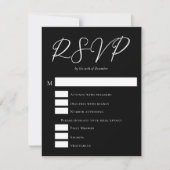 Eenvoudige zwarte witte typografie RSVP kaartje (Voorkant)