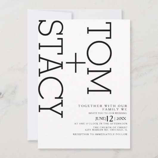 Eenvoudige zwarte witte Typografie Ultra Bold Wedd Kaart (Voorkant)