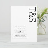 Eenvoudige Zwarte Witte Typografie Vet Bruiloft Kaart (Staand voorkant)