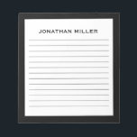 Eenvoudige zwarte witte Typografische Naam, gelink Notitieblok<br><div class="desc">Een professioneel notitieblok met een minimalistisch ontwerp in een zwart-wit kleurenpalet. Het monogram van de douane initiaal en naam op een eenvoudige witte achtergrond,  die door een zwarte grens wordt gevormd. Pas het gebruiken van de verstrekte gebieden aan of gebruik de "bericht"knoop om de ontwerper voor hulp te contacteren.</div>
