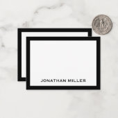 Eenvoudige zwarte witte Typografische Naam Notitiekaartje (Voorkant / Achterkant in situ)