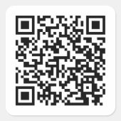 Eenvoudige zwarte, witte URL QR-code Vierkante Sticker (Voorkant)