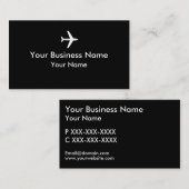 Eenvoudige zwarte witte vlakke visitekaartjes (Voorkant / Achterkant)