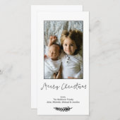 Eenvoudige Zwarte Witte Vrolijke Kerstmis Feestdagenkaart (Voorkant / Achterkant)