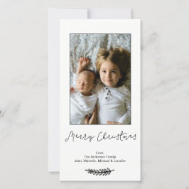 Eenvoudige Zwarte Witte Vrolijke Kerstmis Feestdagenkaart