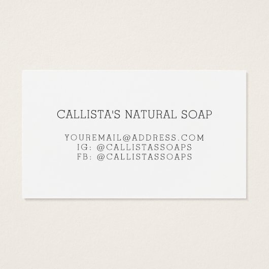 Eenvoudige zwarte witte zeep-verpakking — Productl Visitekaartje (Achterkant)