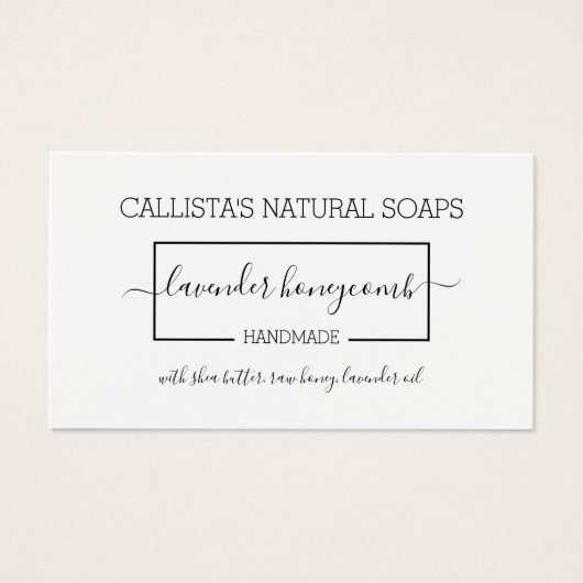 Eenvoudige zwarte witte zeep-verpakking — Productl Visitekaartje (Voorkant)