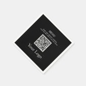 Eenvoudige Zwarte Zakelijk Logo & QR-code Menu Ser Servet (Hoek)