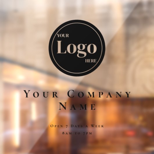 Eenvoudige zwarte zakelijke Logo Openingstijden Raamsticker (Vel 2)