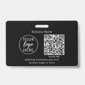 Eenvoudige zwarte zakelijke QR-code Badge (Achterkant)