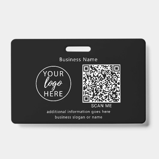 Eenvoudige zwarte zakelijke QR-code Badge (Voorzijde)