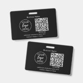 Eenvoudige zwarte zakelijke QR-code Badge (Voor- en achterkant)