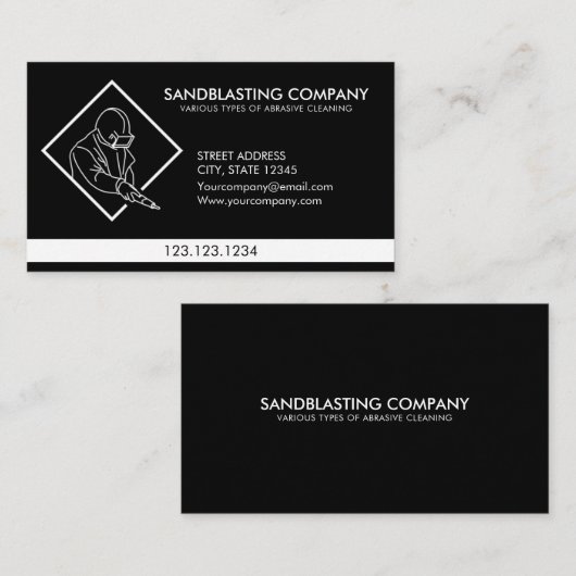 Eenvoudige zwarte zandstraalmachine voor het reini visitekaartje (Voorkant / Achterkant)
