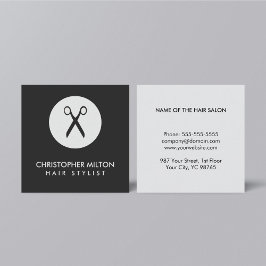 Eenvoudige zwarte zwarte haarstaartlijst vierkante visitekaartje